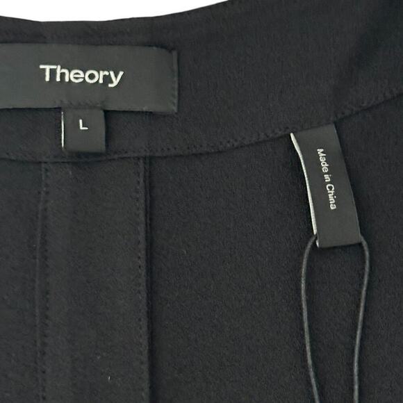 NWT Theory Black Long-Sleeve Wrap V-neck Blouse Top (L) - Picture 7 of 14